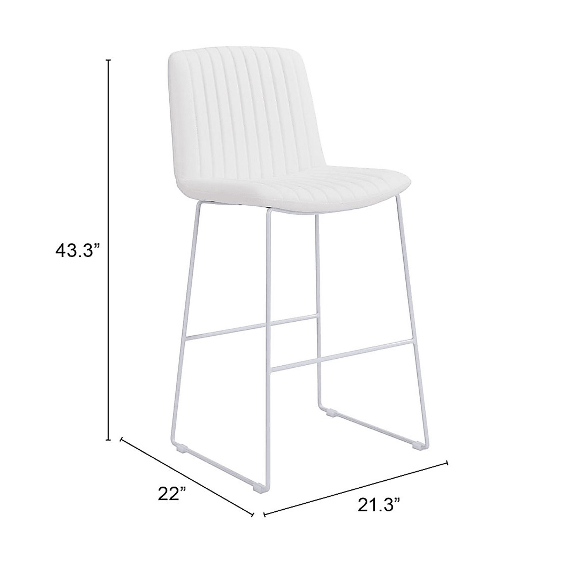 Camulet White Bar Height Stool, Set of 2 - Image 8