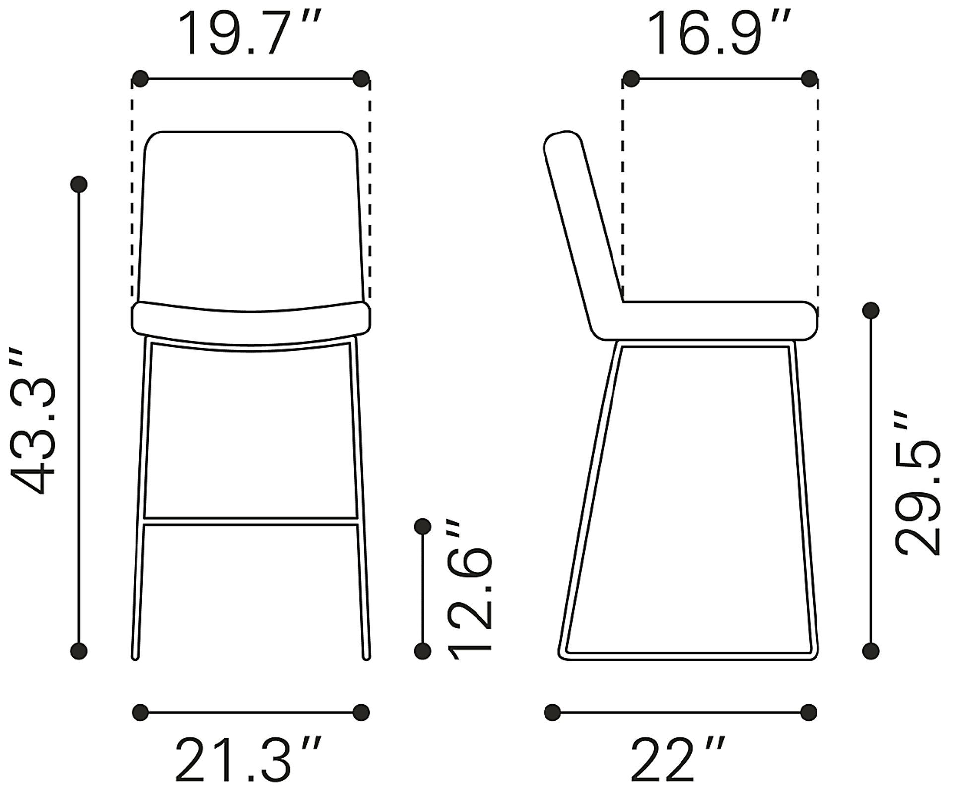 Camulet White Bar Height Stool, Set of 2 - Image 9