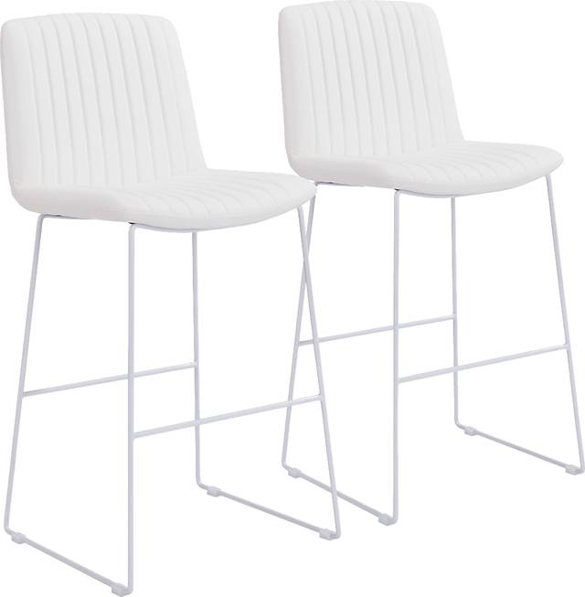 Camulet White Bar Height Stool, Set of 2 - Thumbnail - Image 1