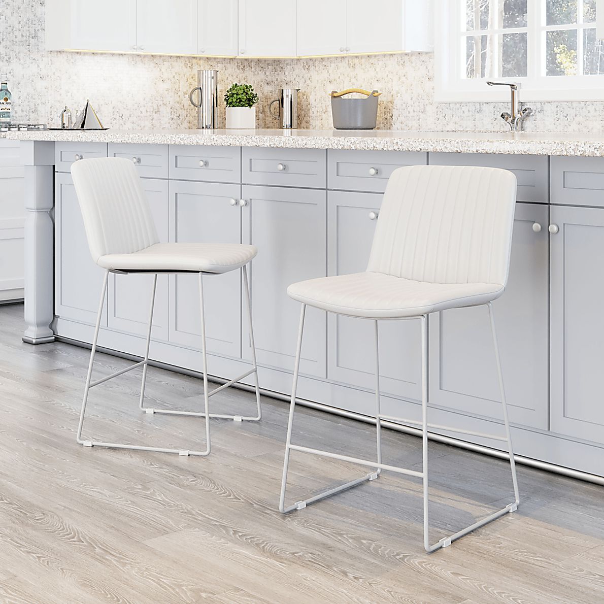 Camulet White Counter Height Stool, Set of 2