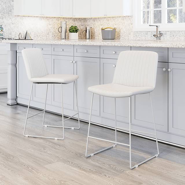 Camulet White Counter Height Stool, Set of 2 - Thumbnail - Image 2
