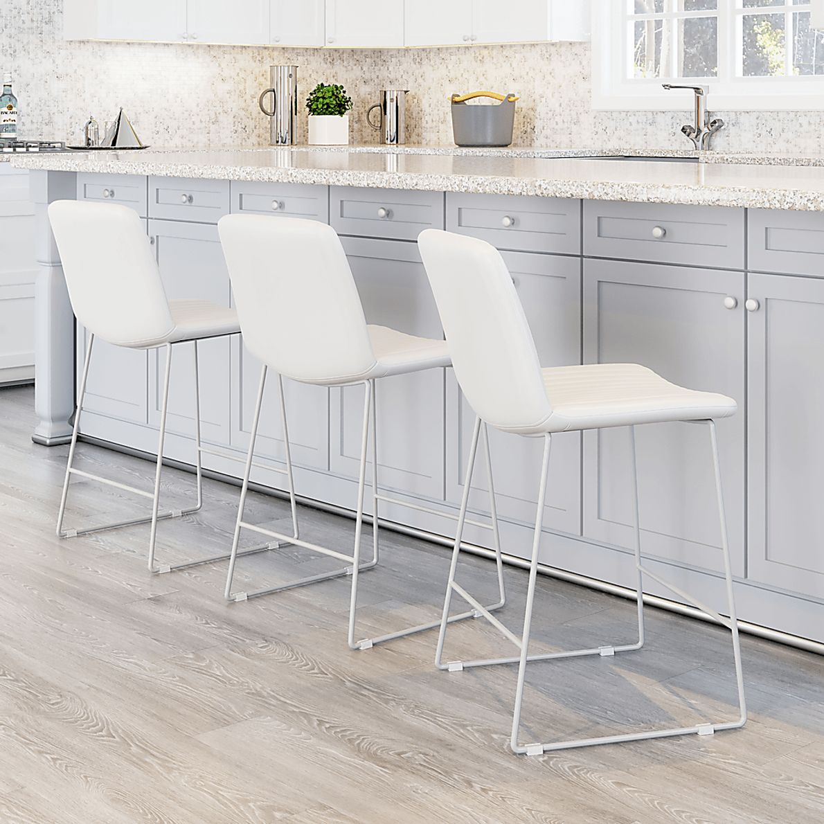 Camulet White Counter Height Stool, Set of 2