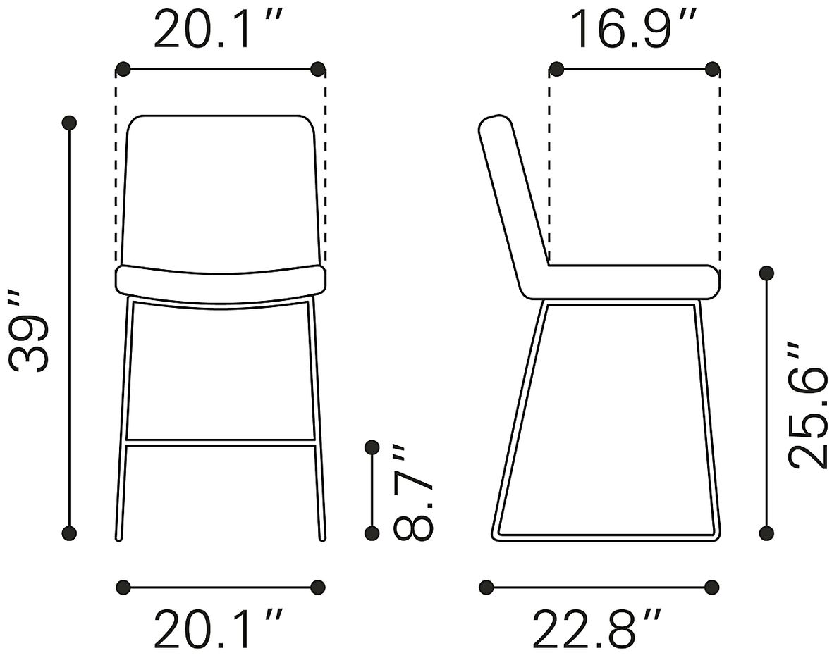 Camulet White Counter Height Stool, Set of 2