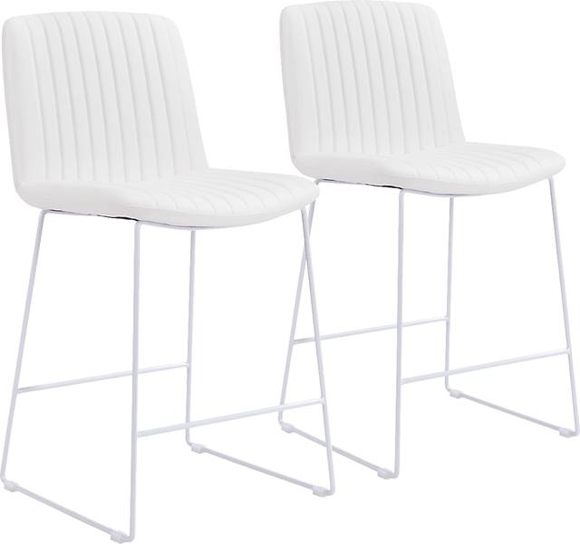 Camulet White Counter Height Stool, Set of 2 - Thumbnail - Image 1