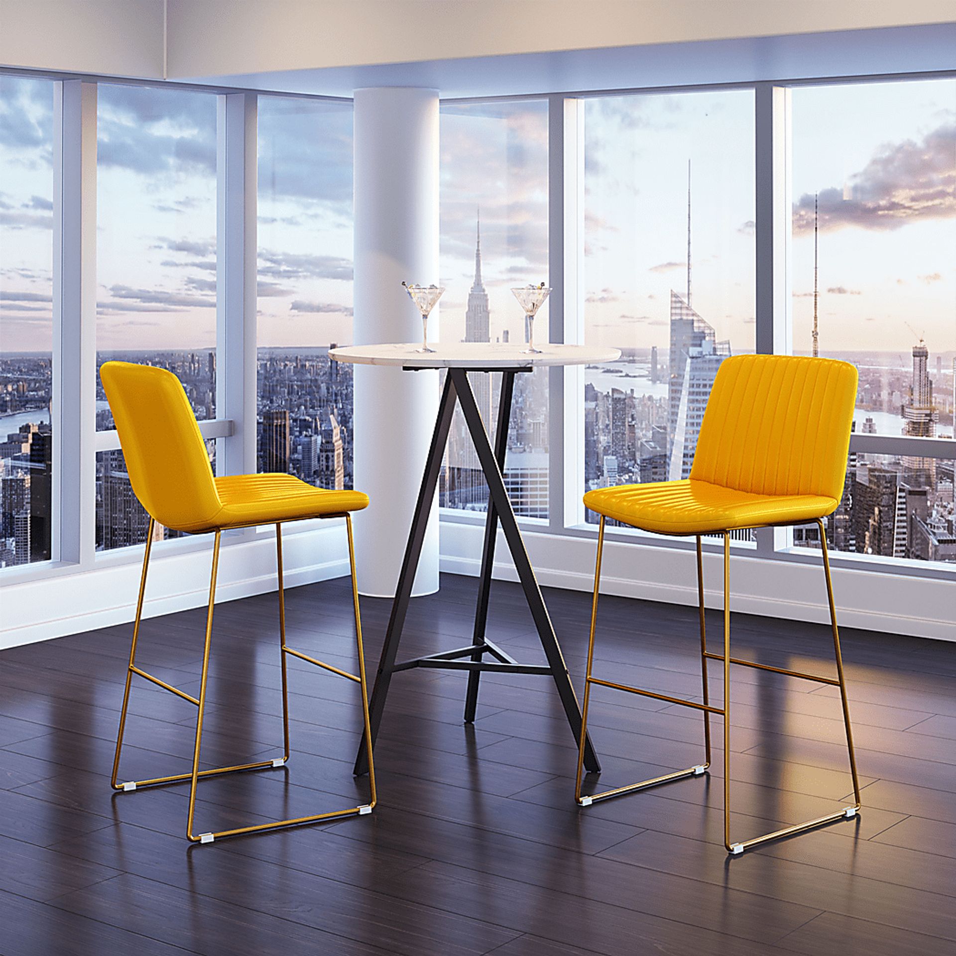 Camulet Yellow Bar Height Stool, Set of 2 - Image 2