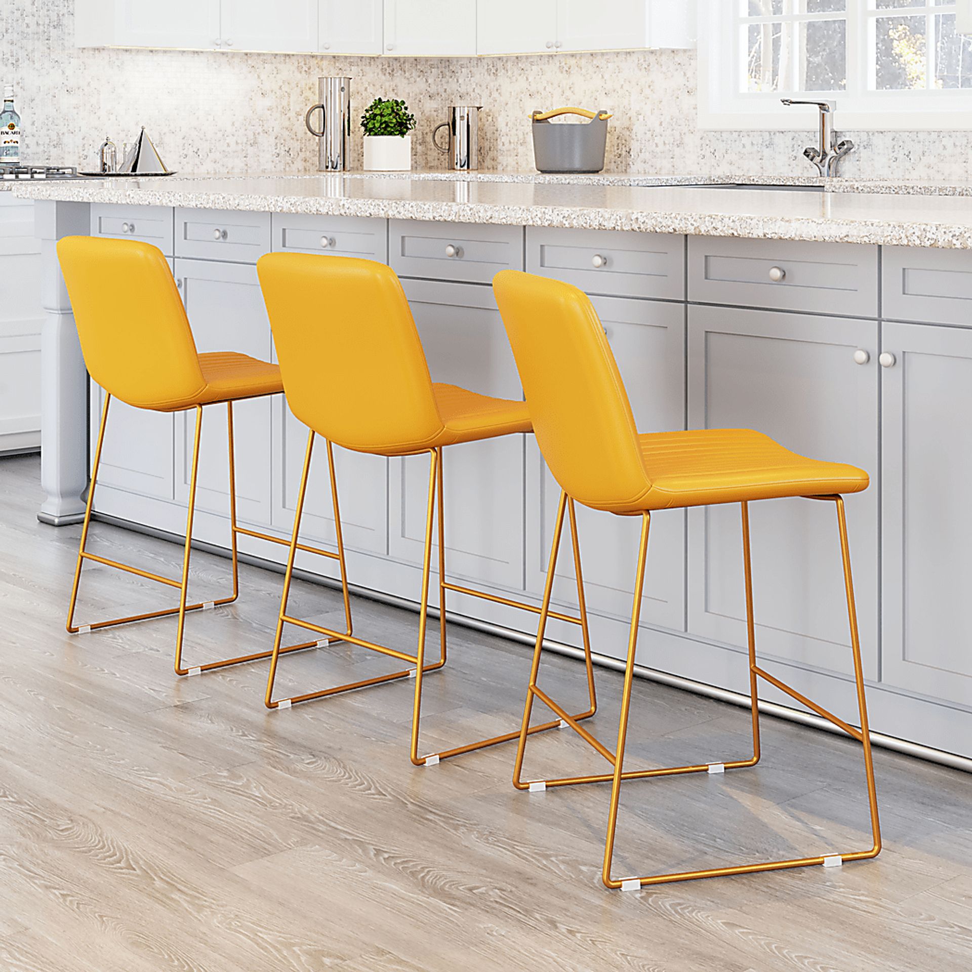 Camulet Yellow Colors Vinyl Fabric Counter Stool Set Of 2 Rooms to Go