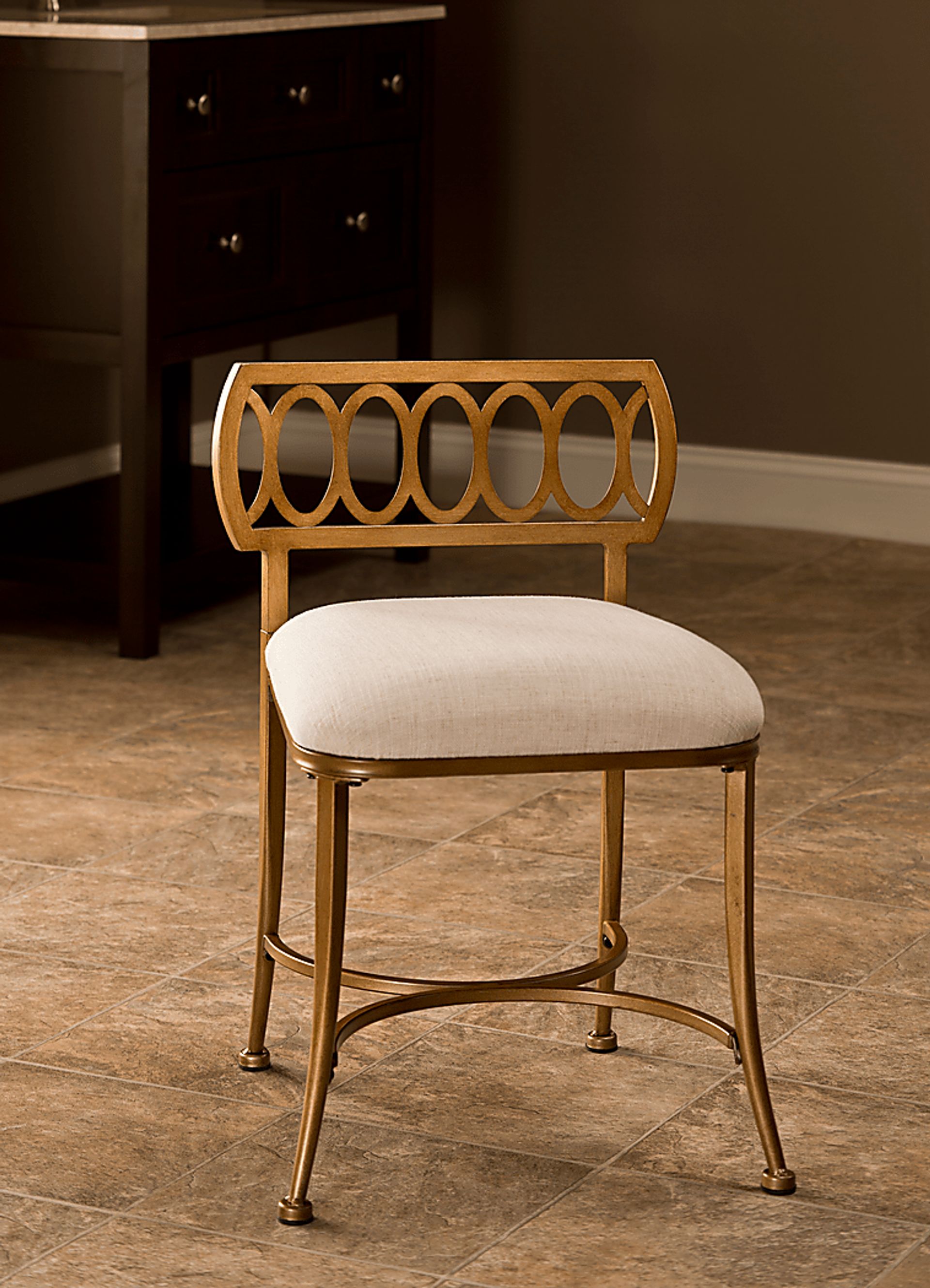 Canal Street Cream Vanity Stool - Image 2