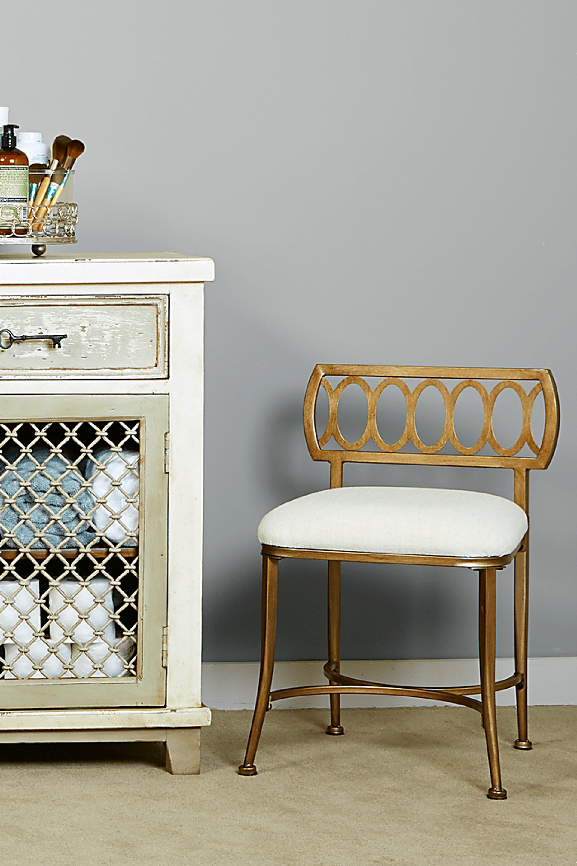 Canal Street Cream Vanity Stool - Image 5