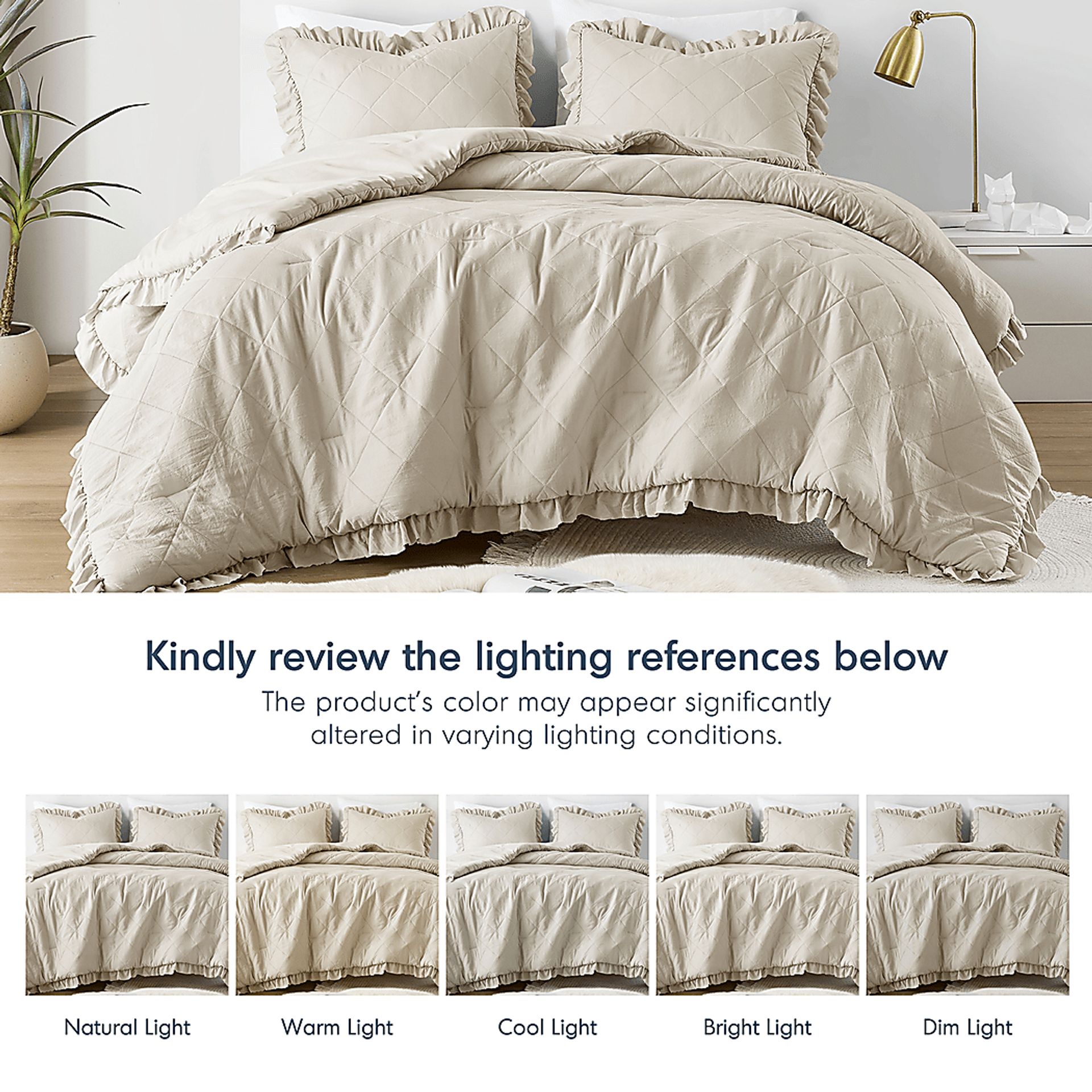 Canarioa Beige King/California King 3 Pc Comforter Set - Image 10