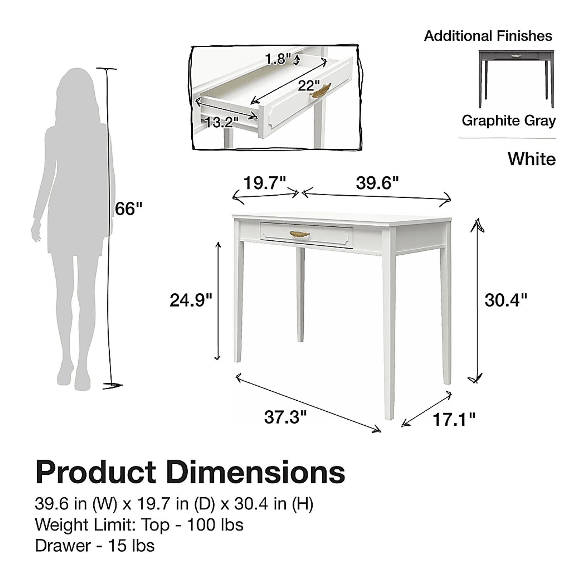 Canberra Gray Desk - Image 10