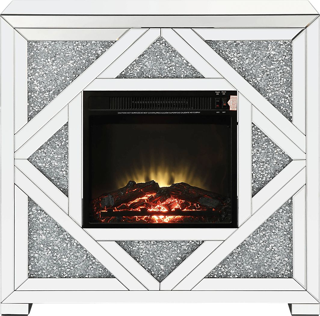 Candleworth Silver 37 in. Console, With Electric Fireplace