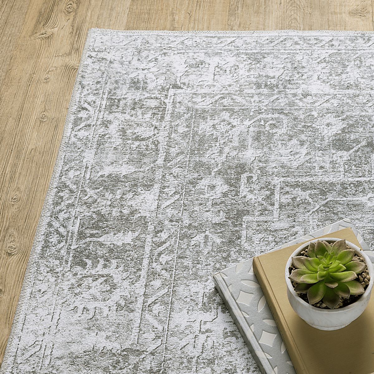 Candytuft Gray Polyester Fabric Rug | Rooms to Go