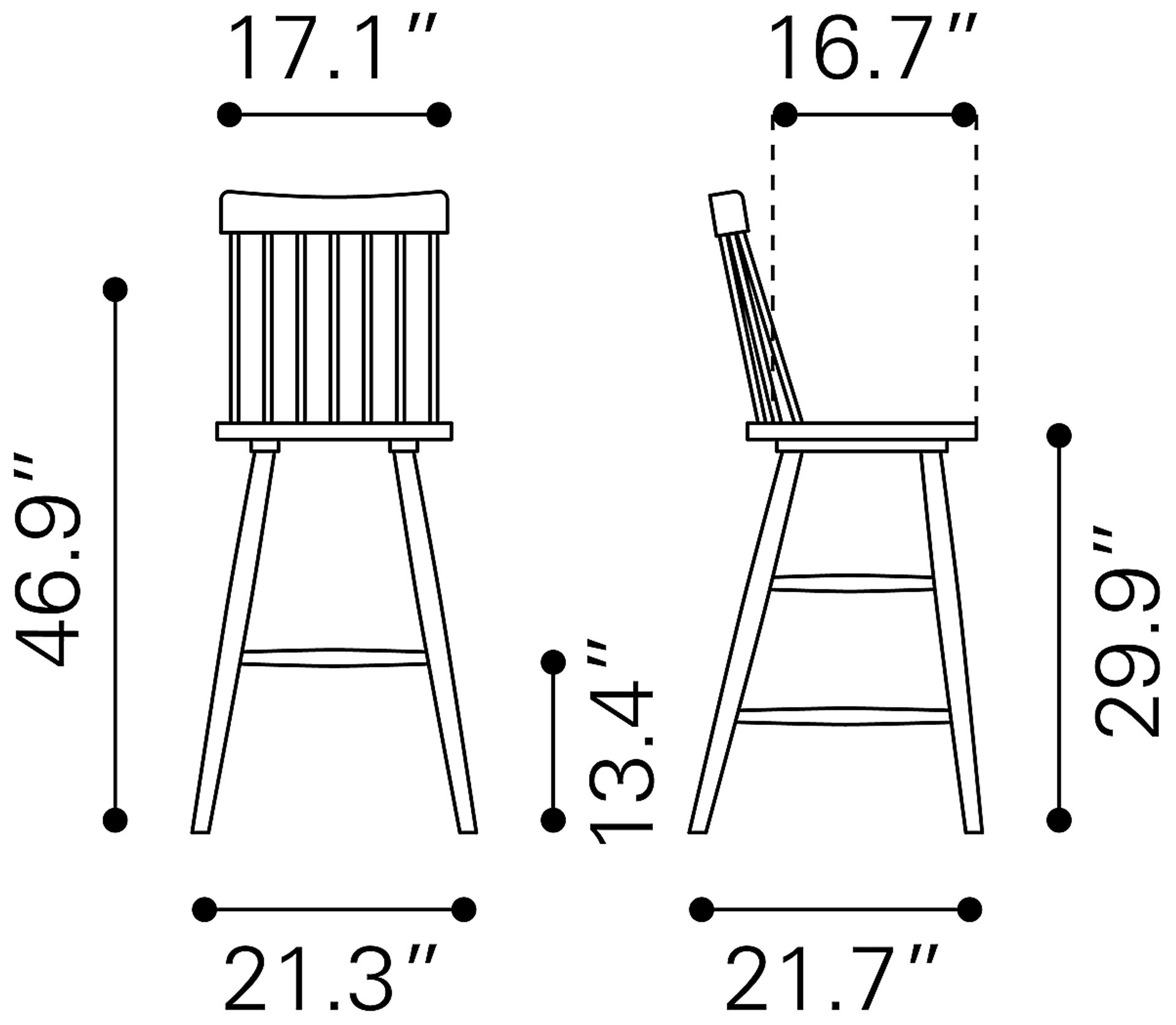 Cannada Black Bar Height Stool, Set of 2 - Image 10