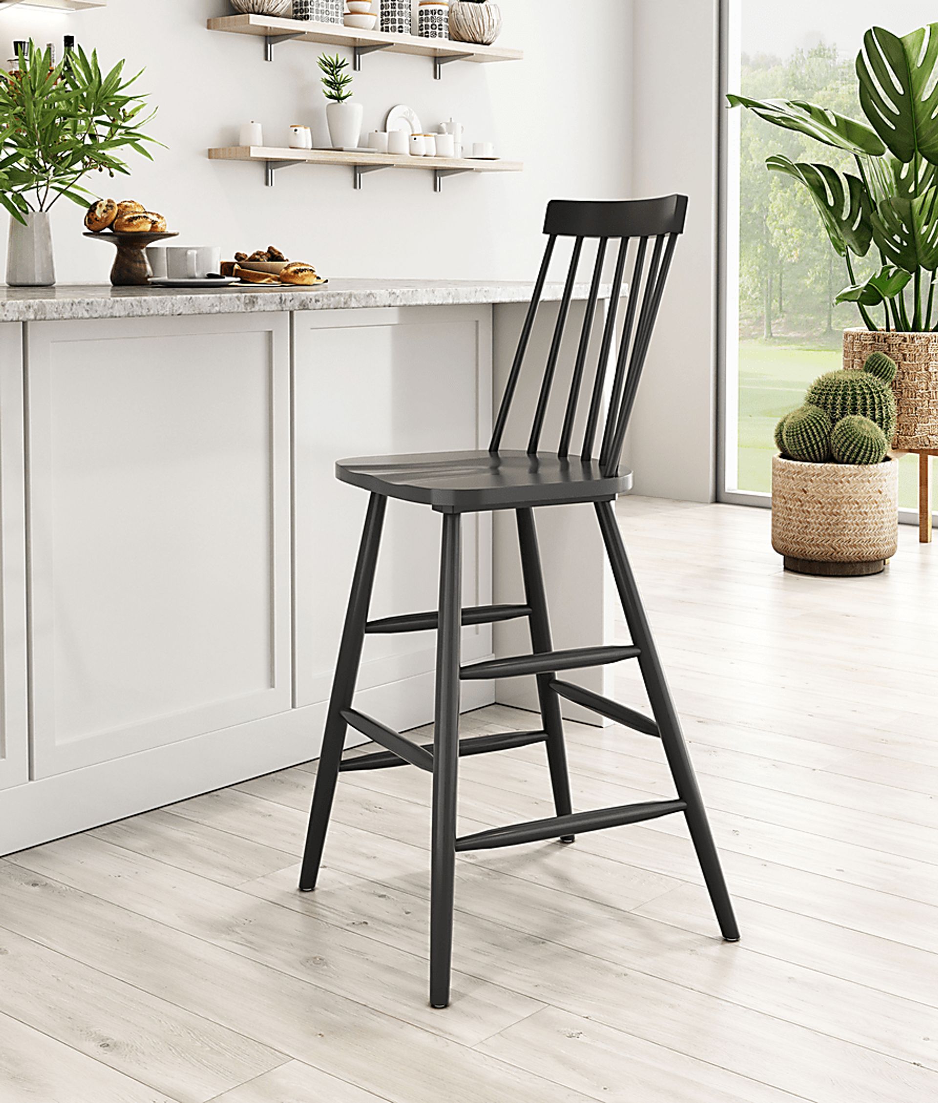Cannada Black Bar Height Stool, Set of 2 - Image 3