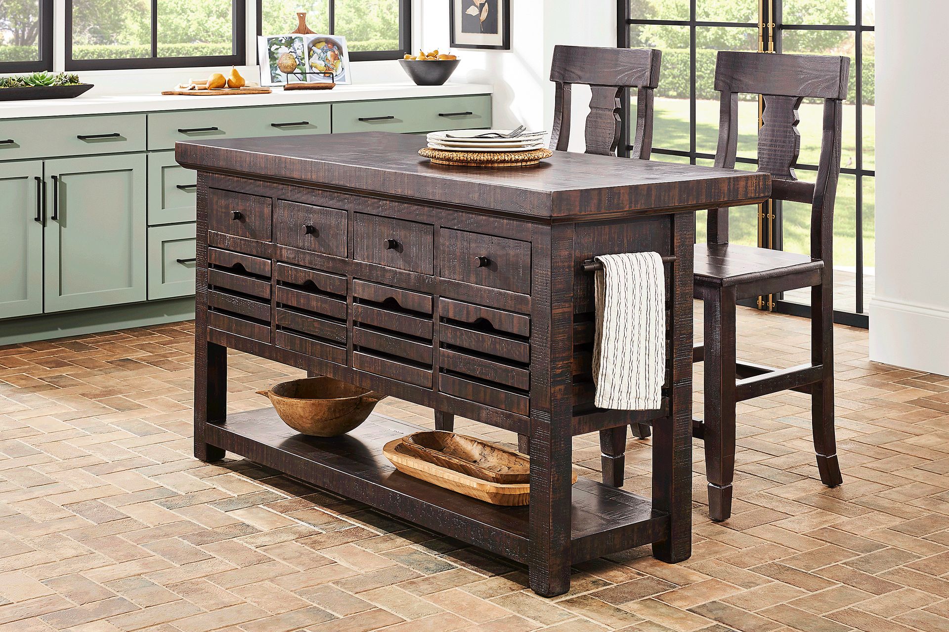 Cannon Beach Black 3 Pc Counter Height Dining Set - Image 1