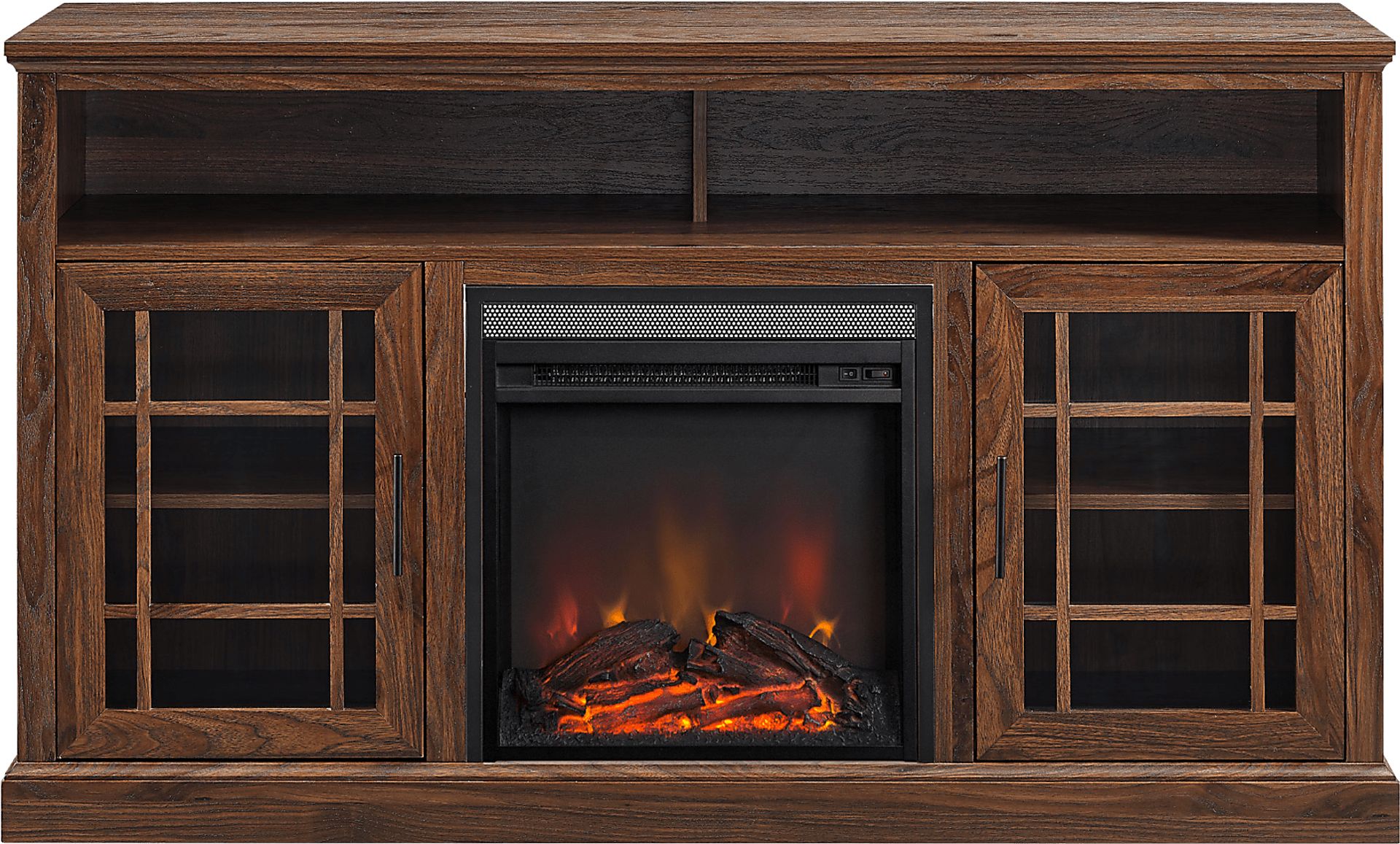 Cannongate Walnut 58 in. Console, With Electric Fireplace - Image 2