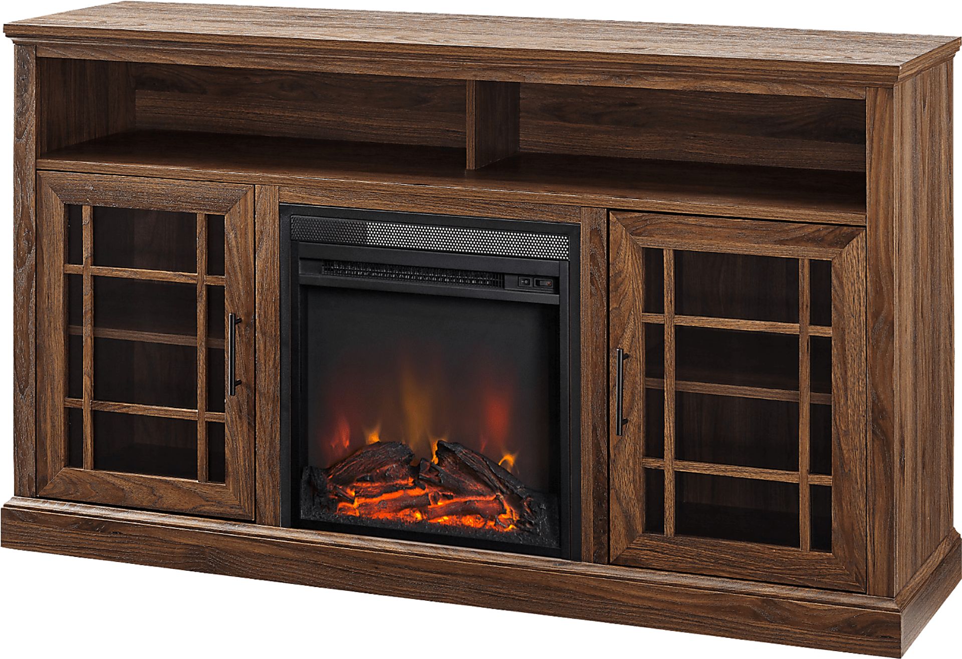 Cannongate Walnut 58 in. Console, With Electric Fireplace - Image 3