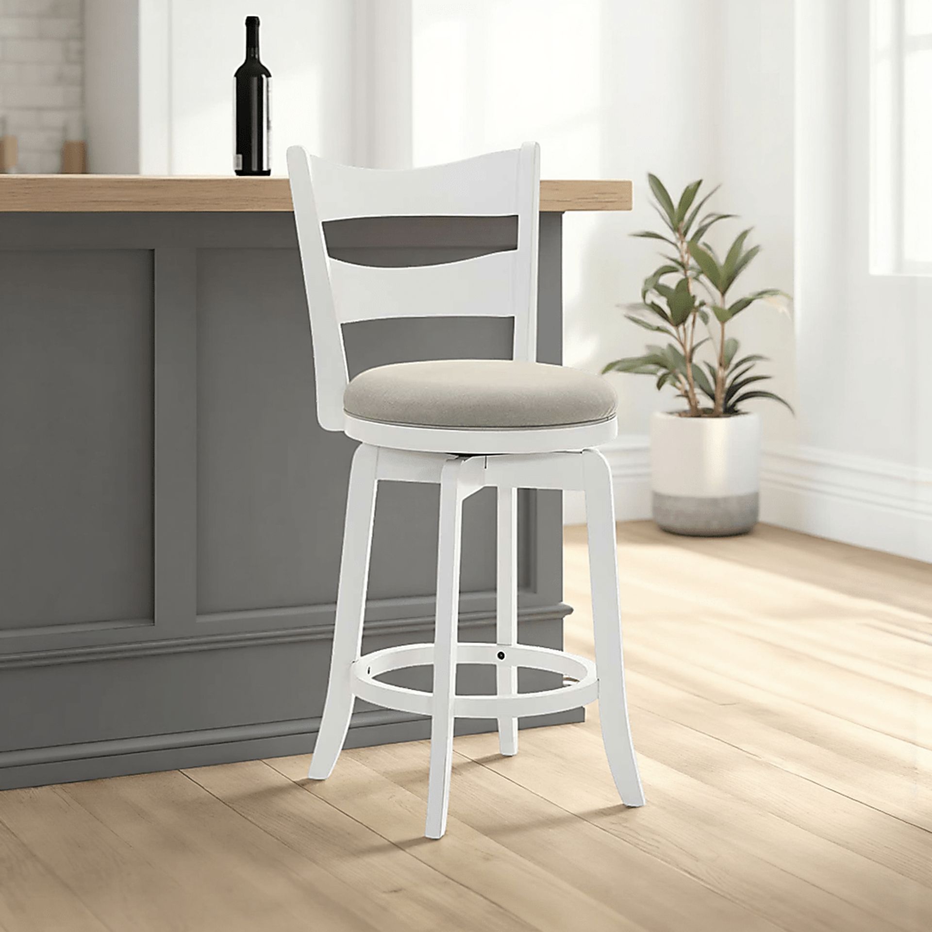 Cannonics II White and Beige Barstool - Image 2