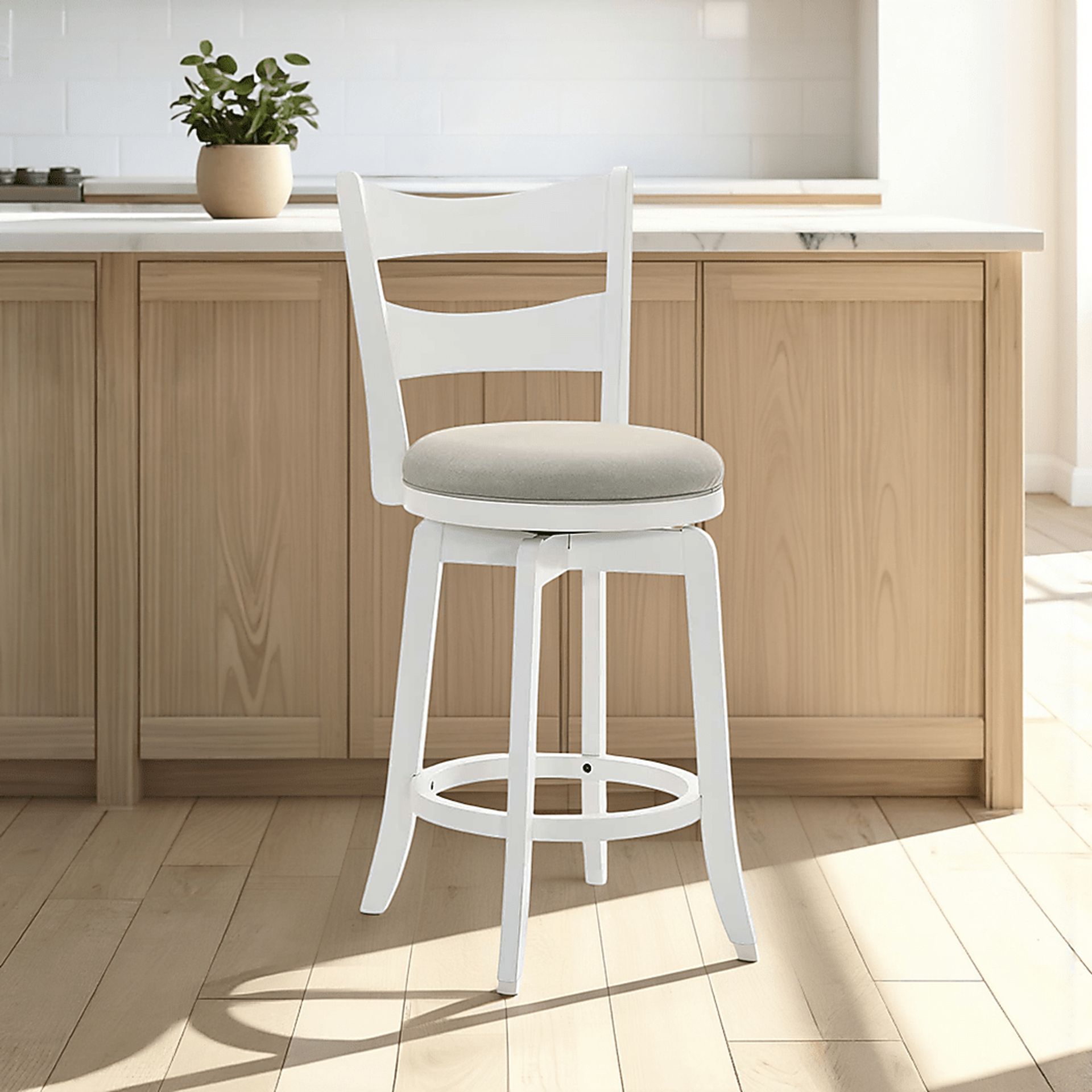 Cannonics II White and Beige Counter Height Stool - Image 2