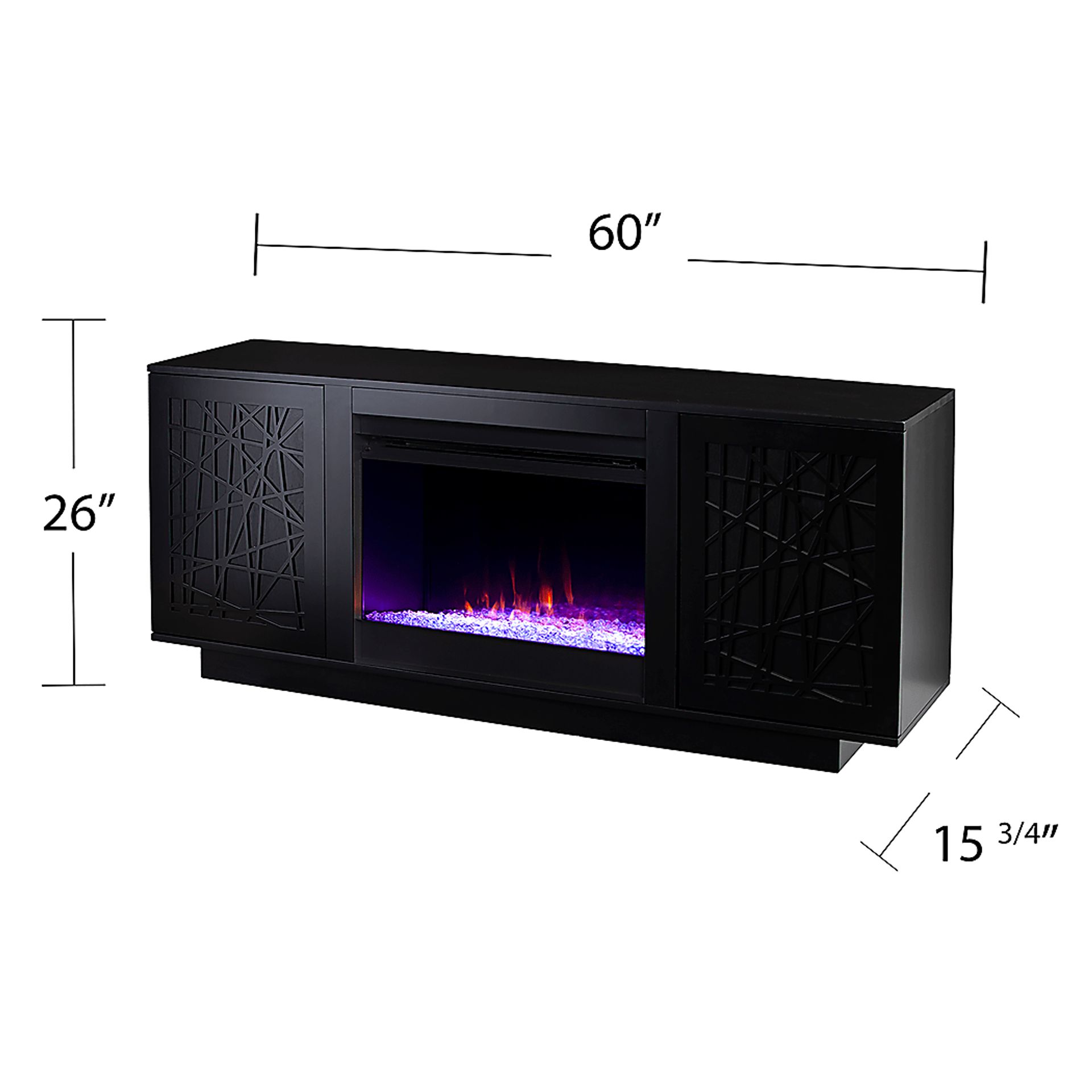 Cannonwolde I Black 60 in. Console, With Color Changing Electric Fireplace - Image 3