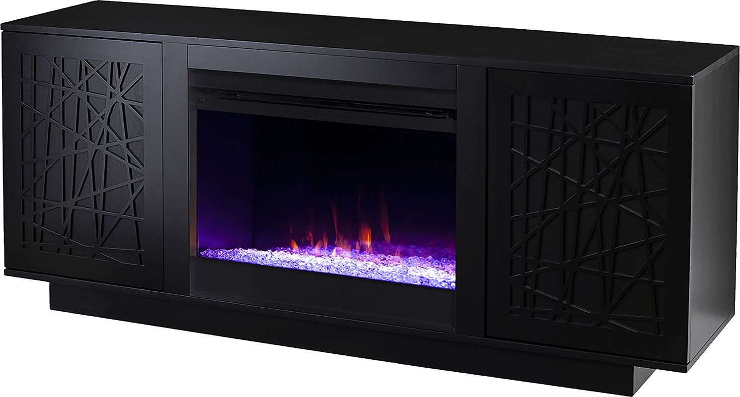Cannonwolde I Black 60 in. Console, With Color Changing Electric Fireplace