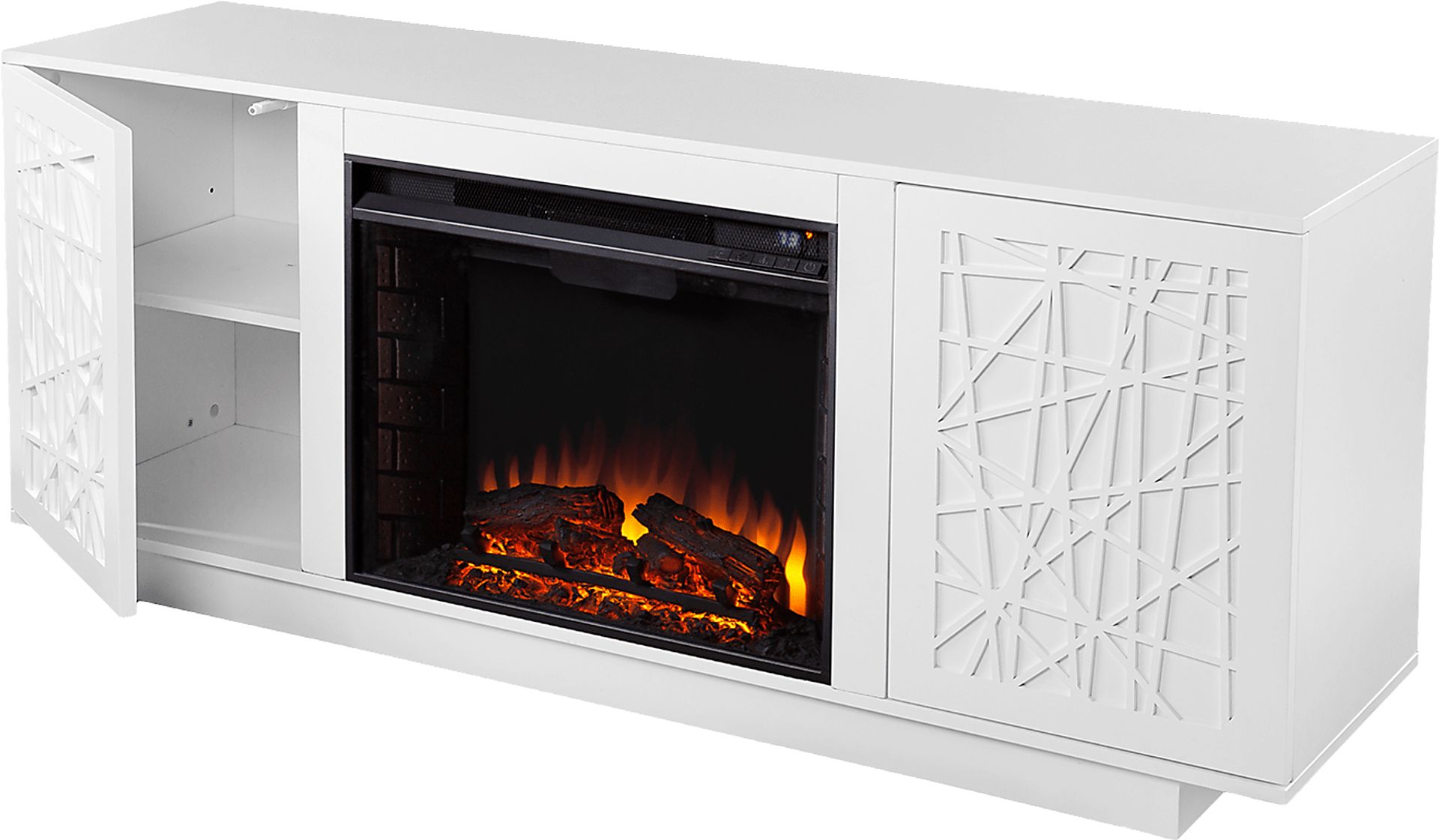 Cannonwolde II White 60 in. Console With Electric Log Fireplace - Image 3