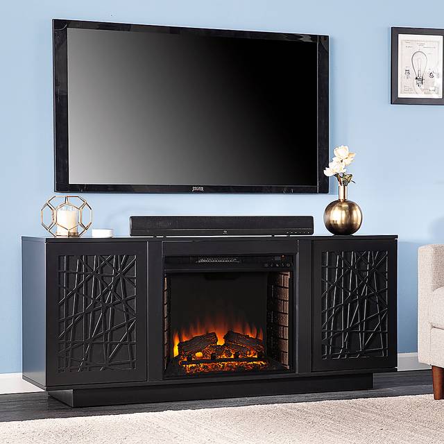 Cannonwolde II Black 60 in. Console, With Electric Fireplace - Thumbnail - Image 2