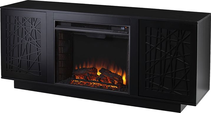 Cannonwolde II Black 60 in. Console, With Electric Fireplace