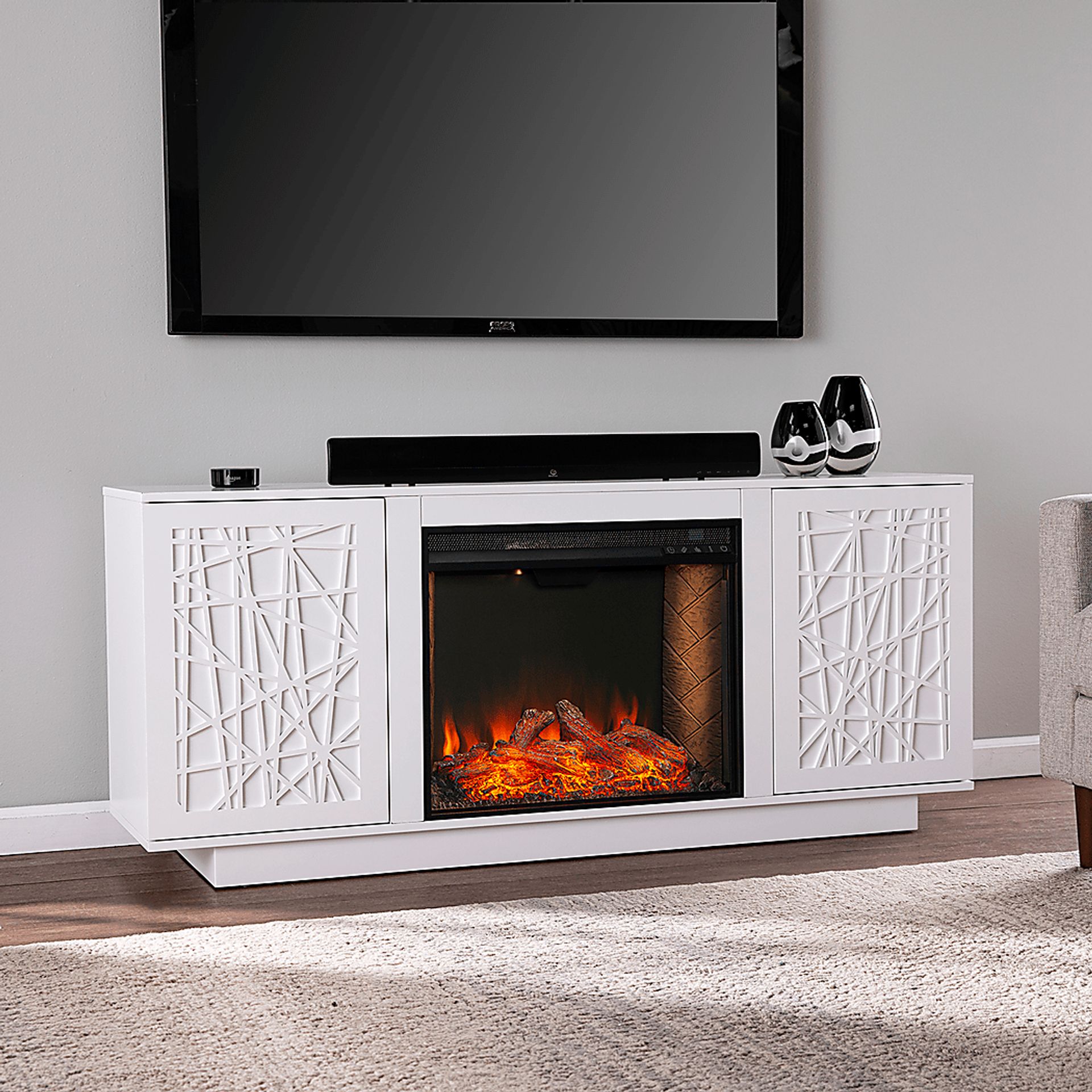 Cannonwolde III White 60 in. Console With Smart Electric Fireplace - Image 5