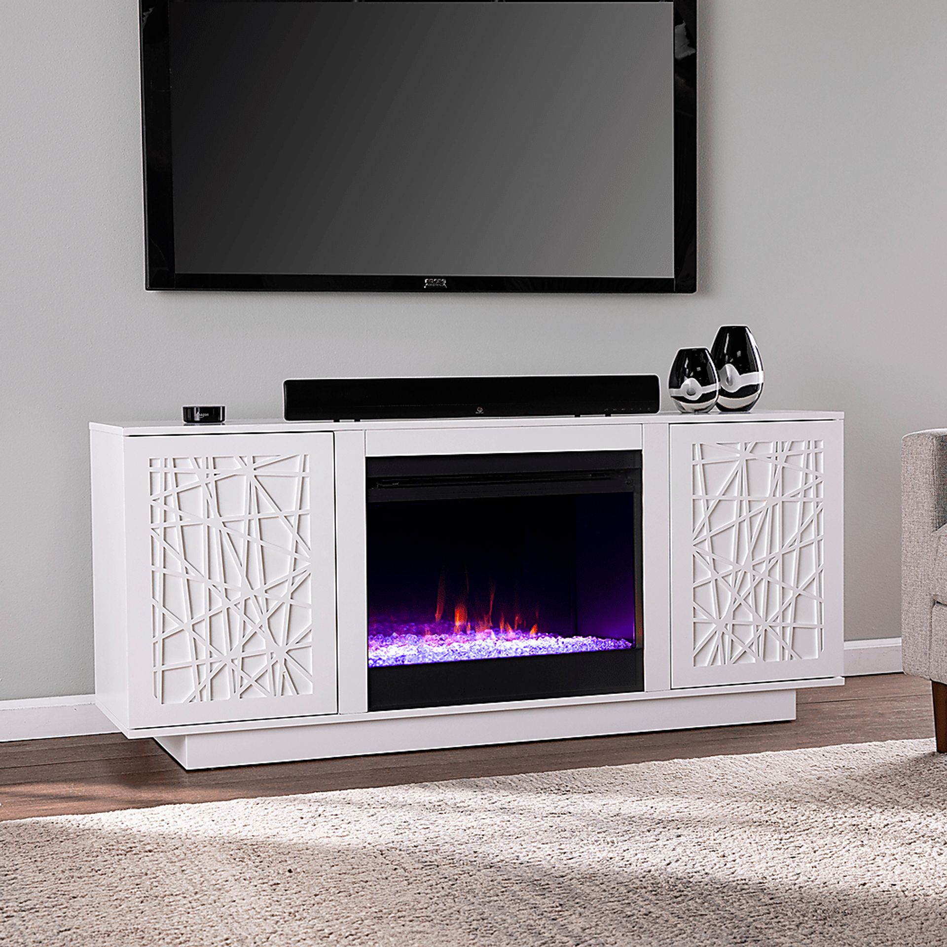 Cannonwolde I White 60 in. Console, With Color Changing Electric Fireplace - Image 5