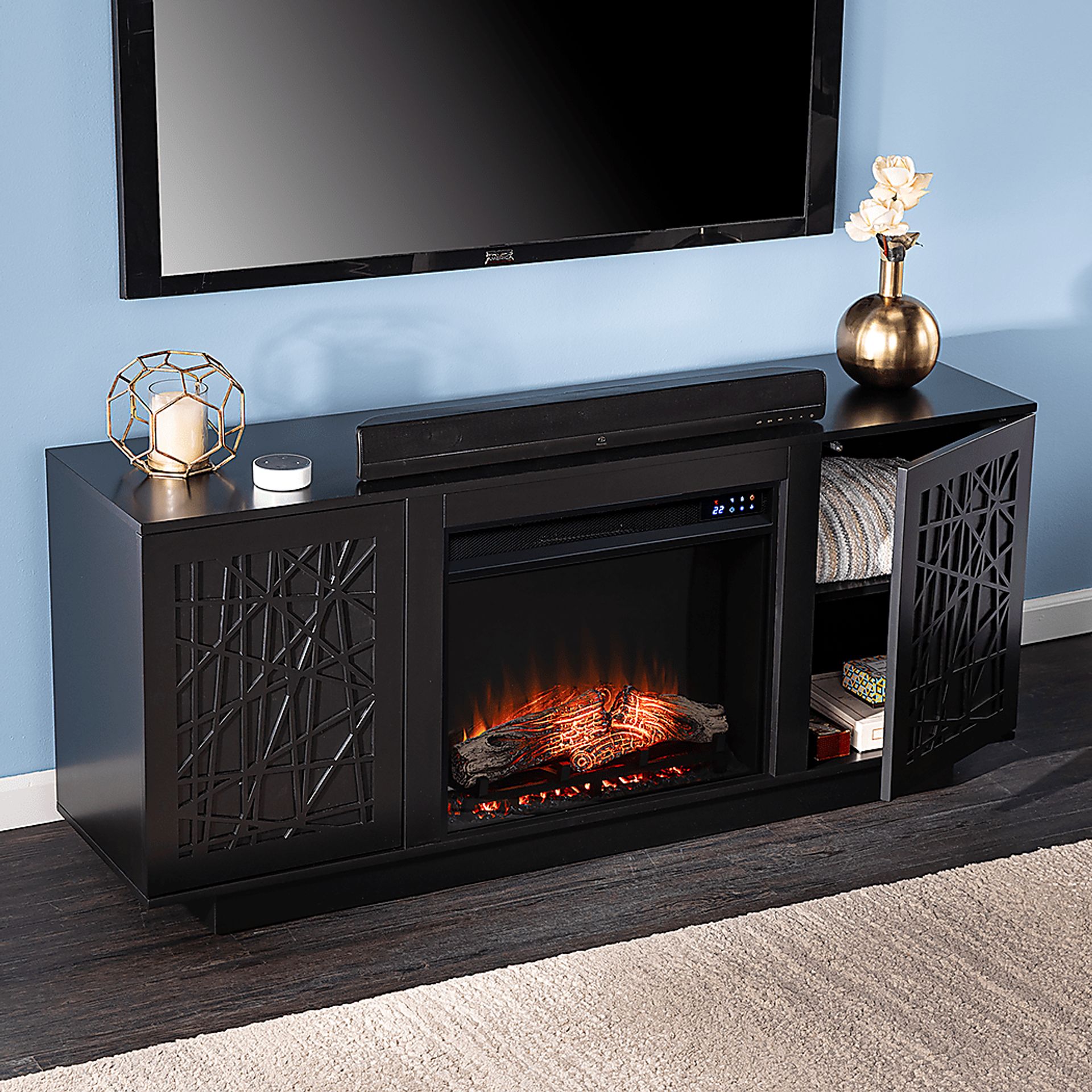 Cannonwolde IV Black 60 in. Console, With Touch Panel Electric Fireplace - Image 8