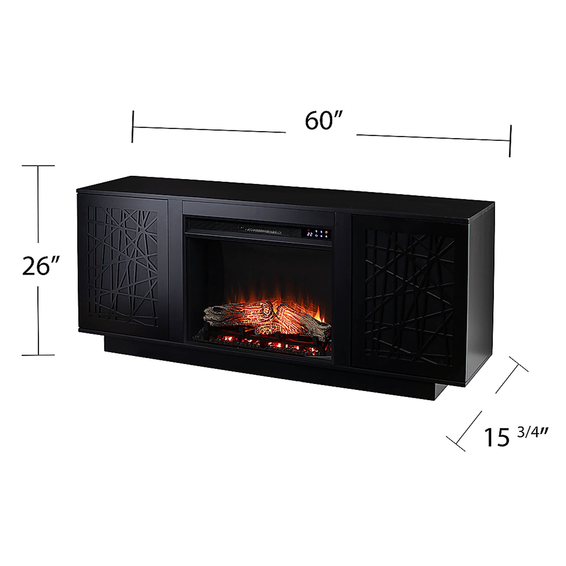 Cannonwolde IV Black 60 in. Console, With Touch Panel Electric Fireplace - Image 3