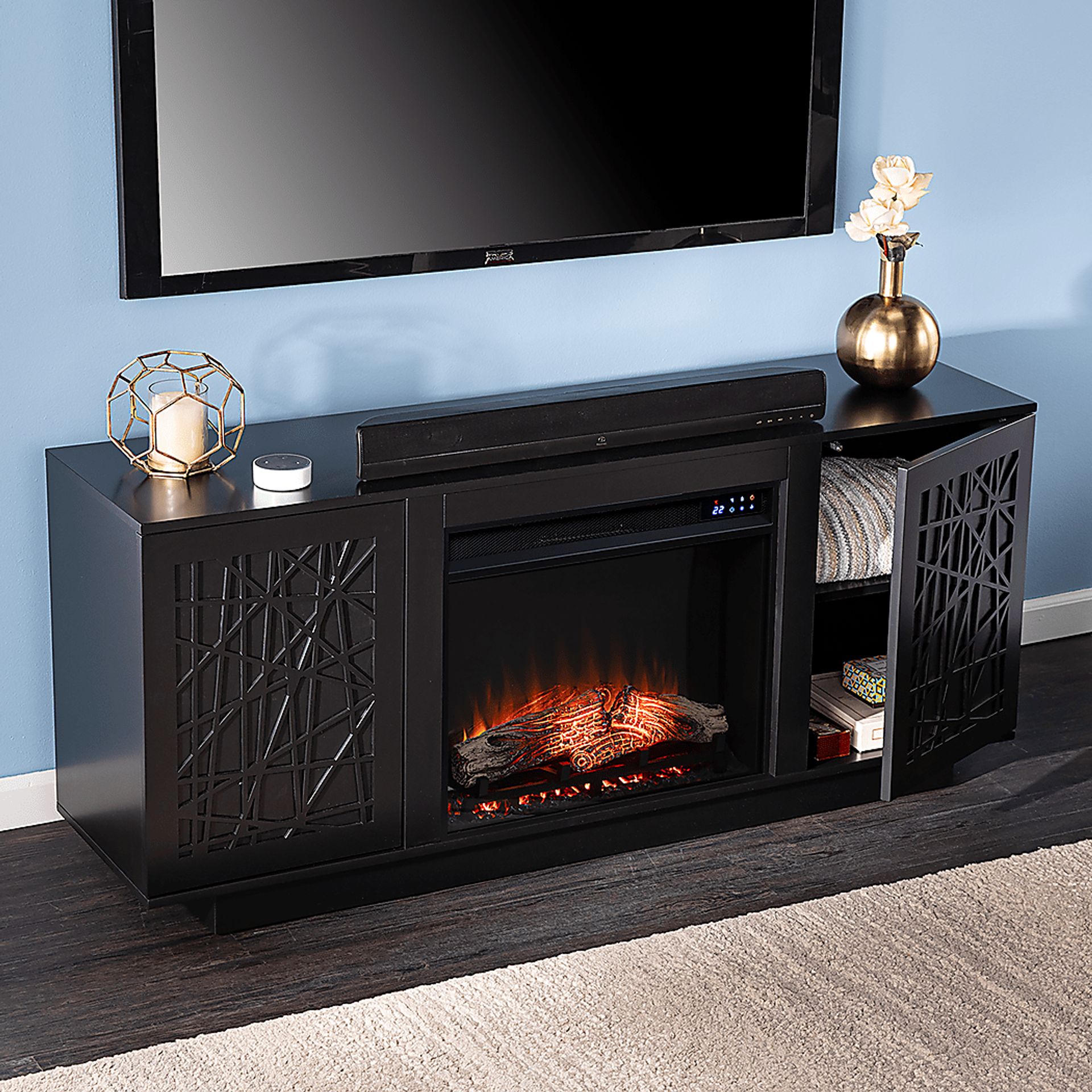 Cannonwolde IV Black 60 in. Console, With Touch Panel Electric Fireplace - Image 8