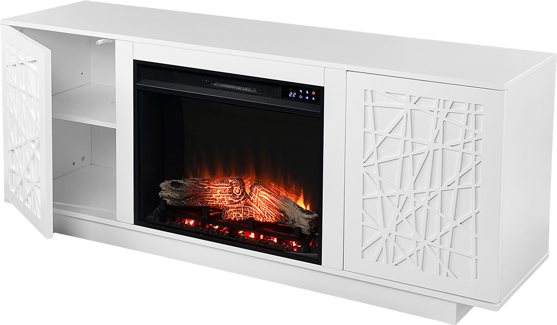 Cannonwolde IV White 60 in. Console, With Touch Panel Electric Fireplace - Image 3