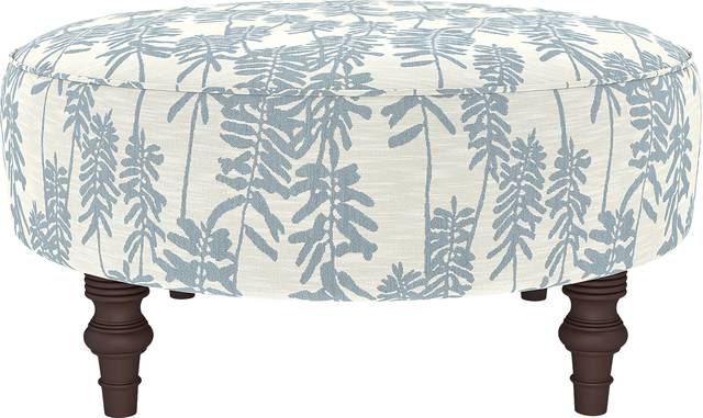 Barrhead Blue Round Ottoman - Thumbnail - Image 1