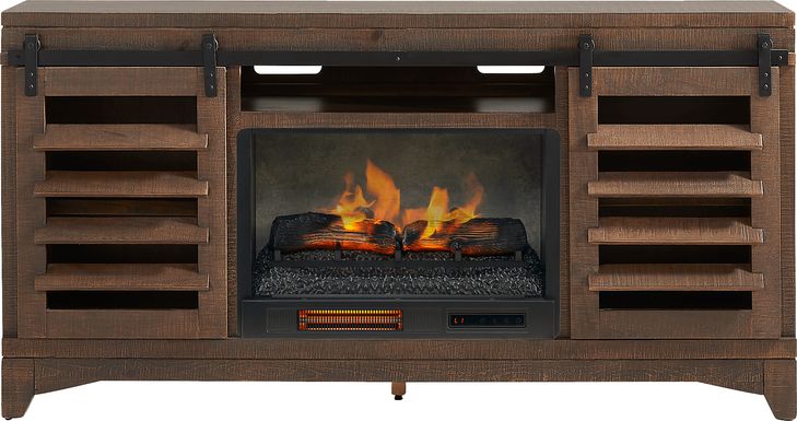 Canoe Creek Brown 66 in. Console with Electric Fireplace