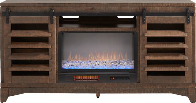 Canoe Creek Brown 66 in. Console with Electric Fireplace - Thumbnail - Image 1