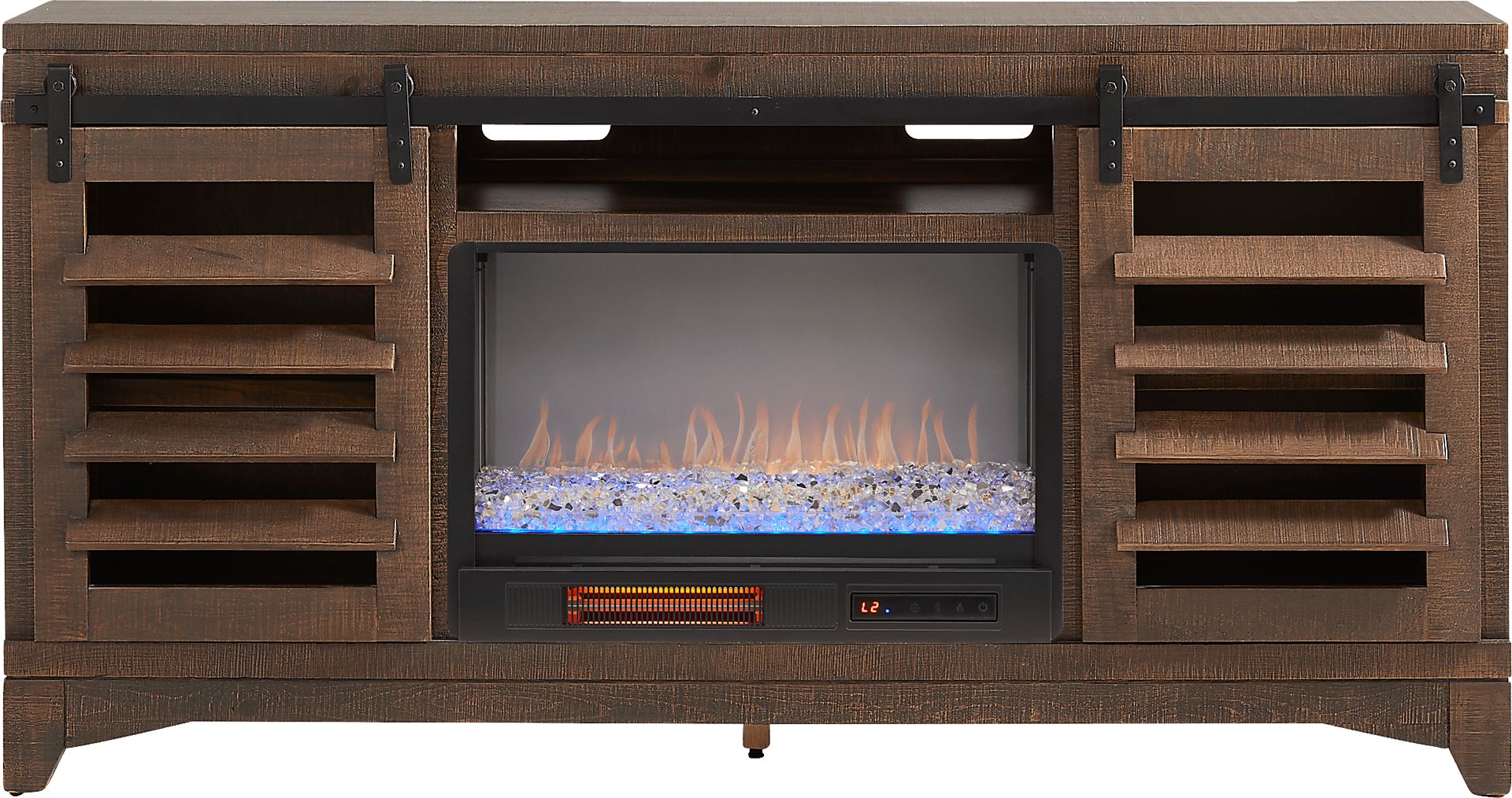 Canoe Creek Brown 66 in. Console with Electric Fireplace - Image 1