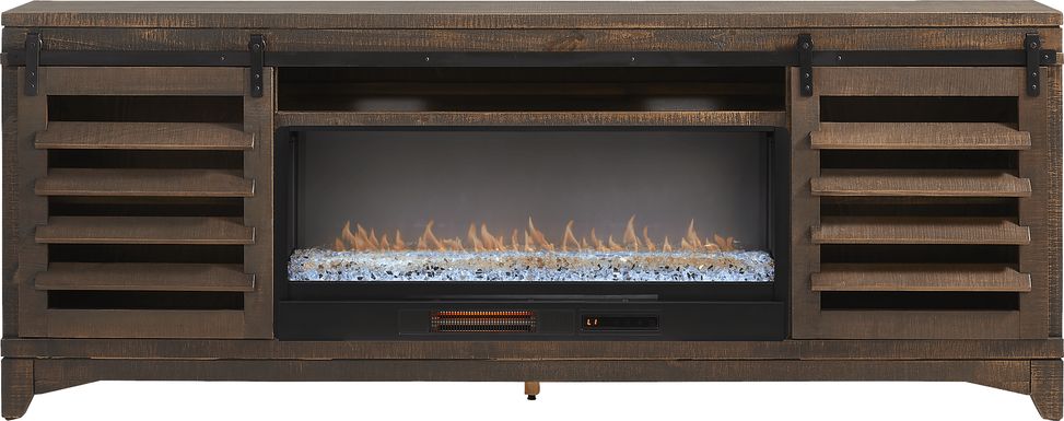 Canoe Creek Brown 88 in. Console with Electric Fireplace