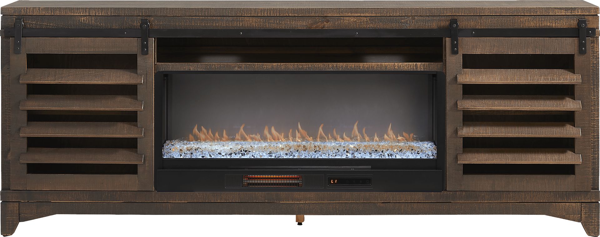 Canoe Creek Brown 88 in. Console with Electric Fireplace - Image 1