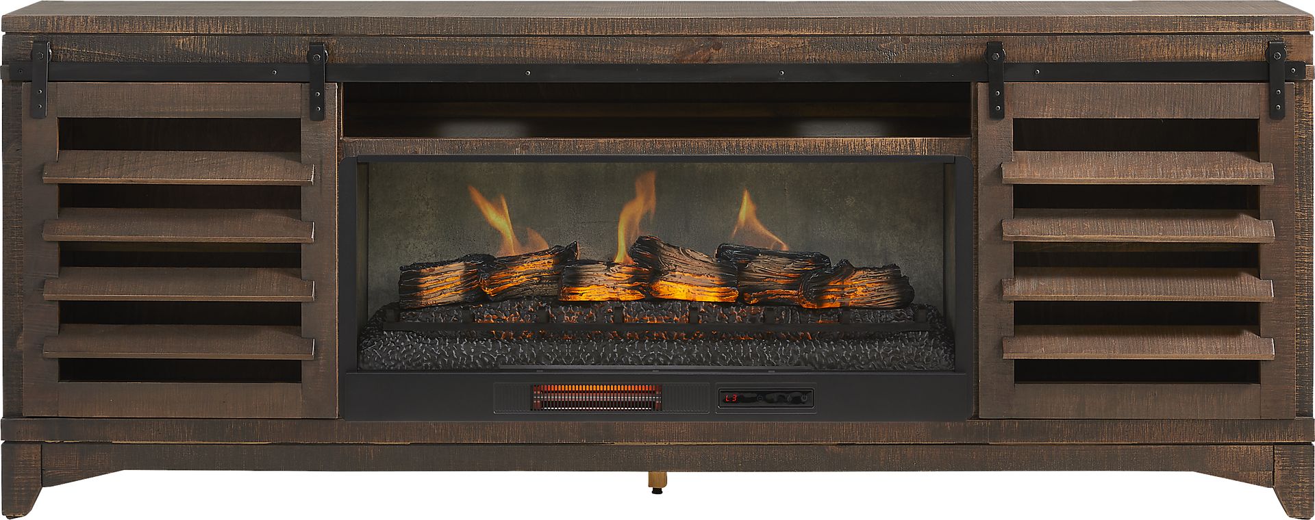 Canoe Creek Brown 88 in. Console with Electric Fireplace - Image 1