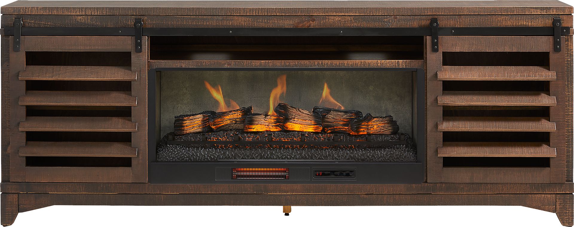Canoe Creek Brown 88 in. Console with Electric Fireplace - Image 1
