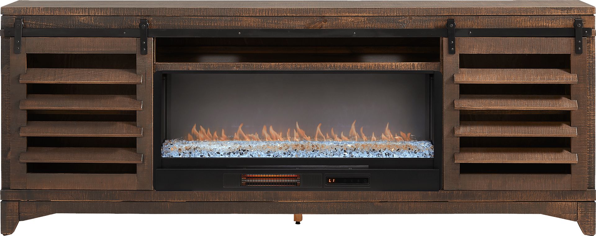 Canoe Creek Brown 88 in. Console with Electric Fireplace - Image 1