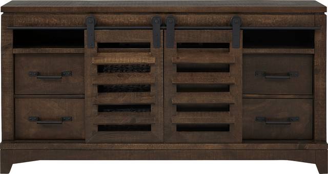 Canoe Creek II Tobacco 65 in. Console with Electric Log Fireplace - Thumbnail - Image 3