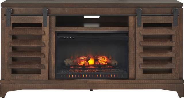 Canoe Creek II Tobacco 66 in. Console with Electric Log Fireplace - Thumbnail - Image 1