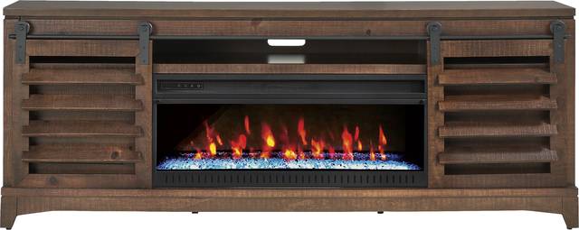 Canoe Creek II Tobacco 88 in. Console with Electric Fireplace - Thumbnail - Image 1