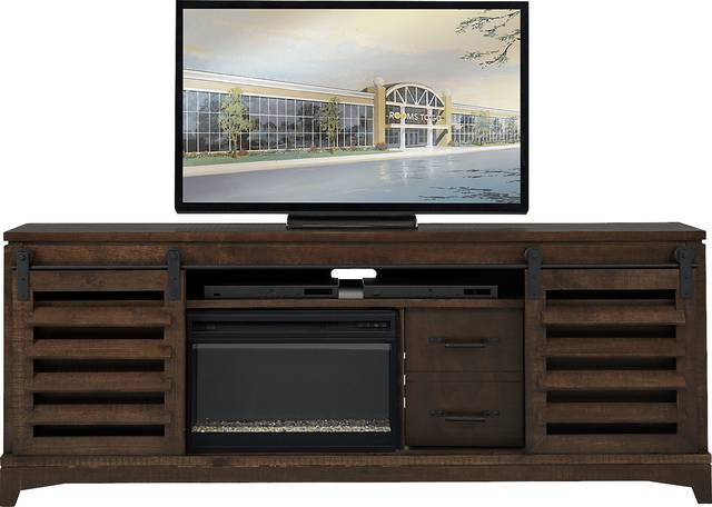 Canoe Creek II Tobacco 88 in. Console with Electric Fireplace - Thumbnail - Image 2