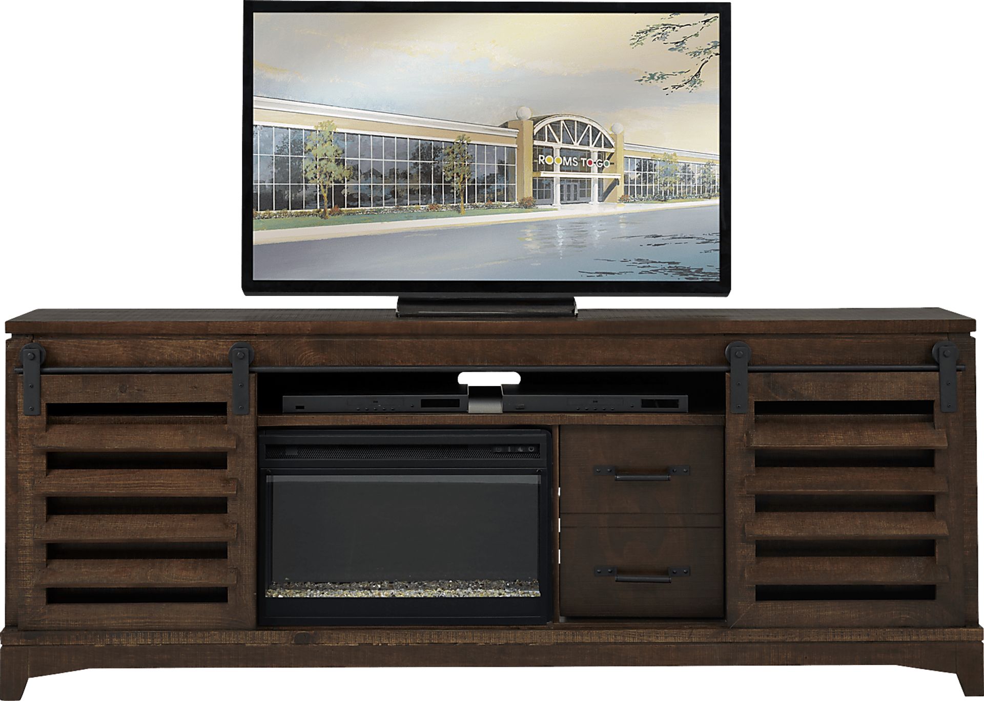 Canoe Creek II Tobacco 88 in. Console with Electric Fireplace - Image 2