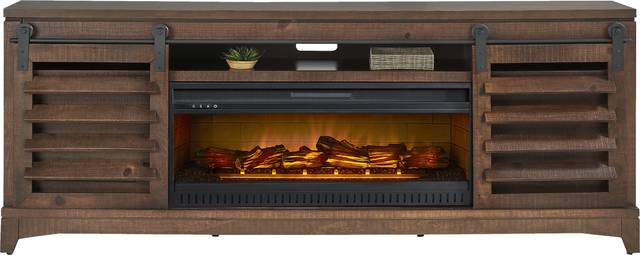 Canoe Creek II Tobacco 88 in. Console with Electric Log Fireplace - Thumbnail - Image 2