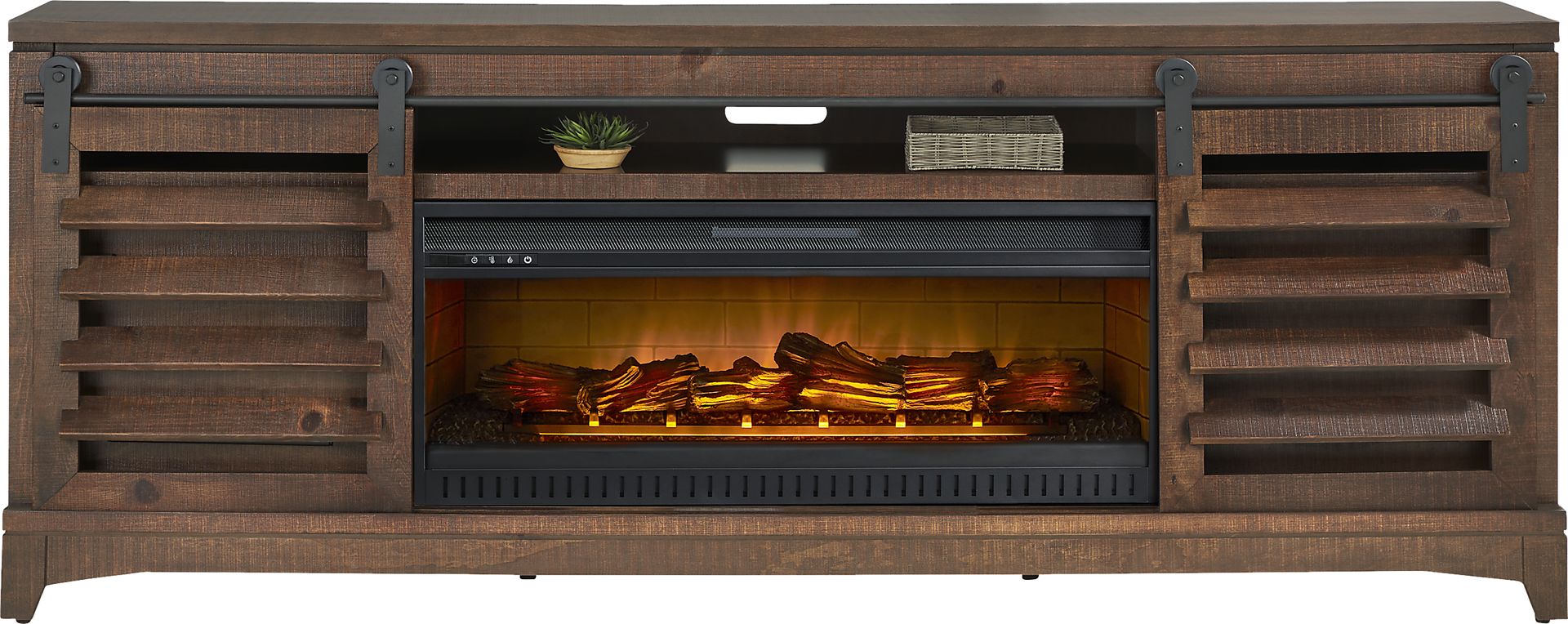 Canoe Creek II Tobacco 88 in. Console with Electric Log Fireplace - Image 2